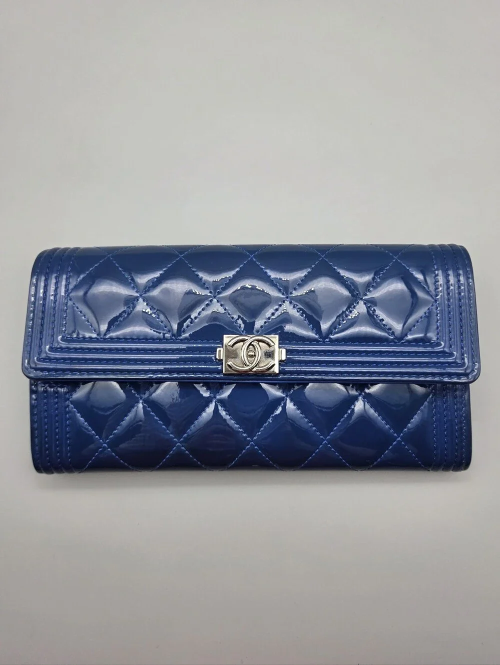 💙CHANEL Authentic Boy Blue Quilted Clutch/Wallet💙